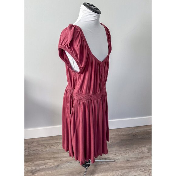 Torrid Mini Lenny Smocked Waist Dress in Wild Ginger Burgundy - Picture 8 of 12